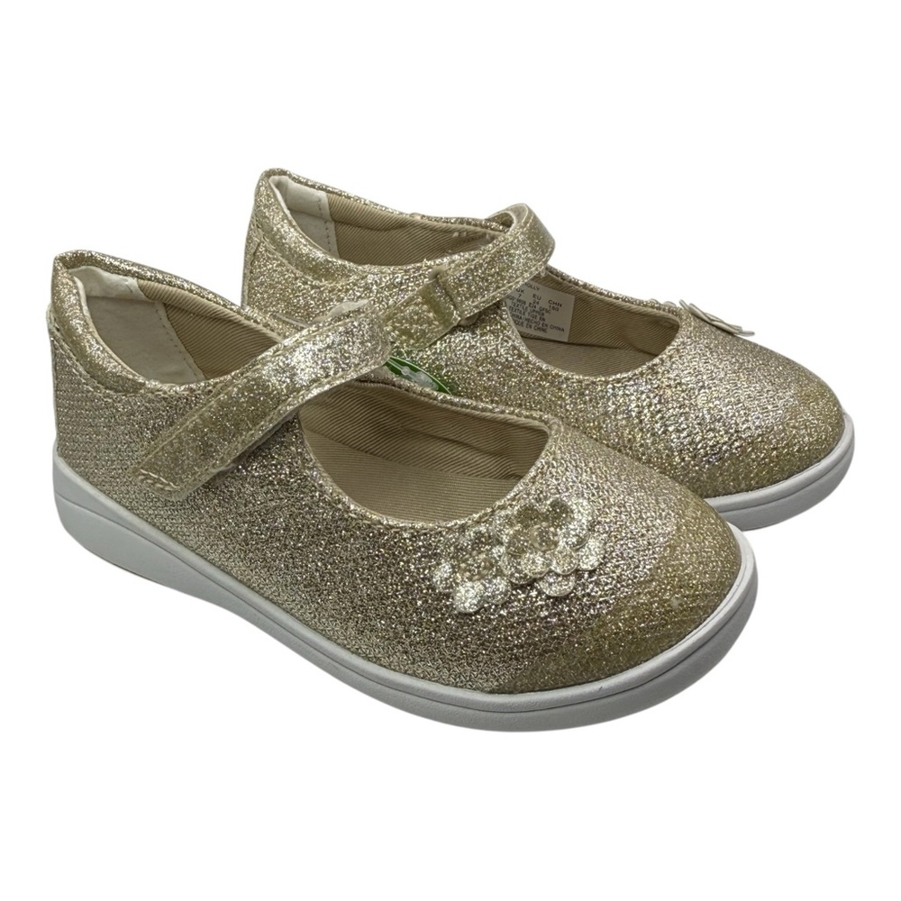 Stride Rite Gold Glitter‎ Mary Jane Shoes Girls Memory Foam NEW